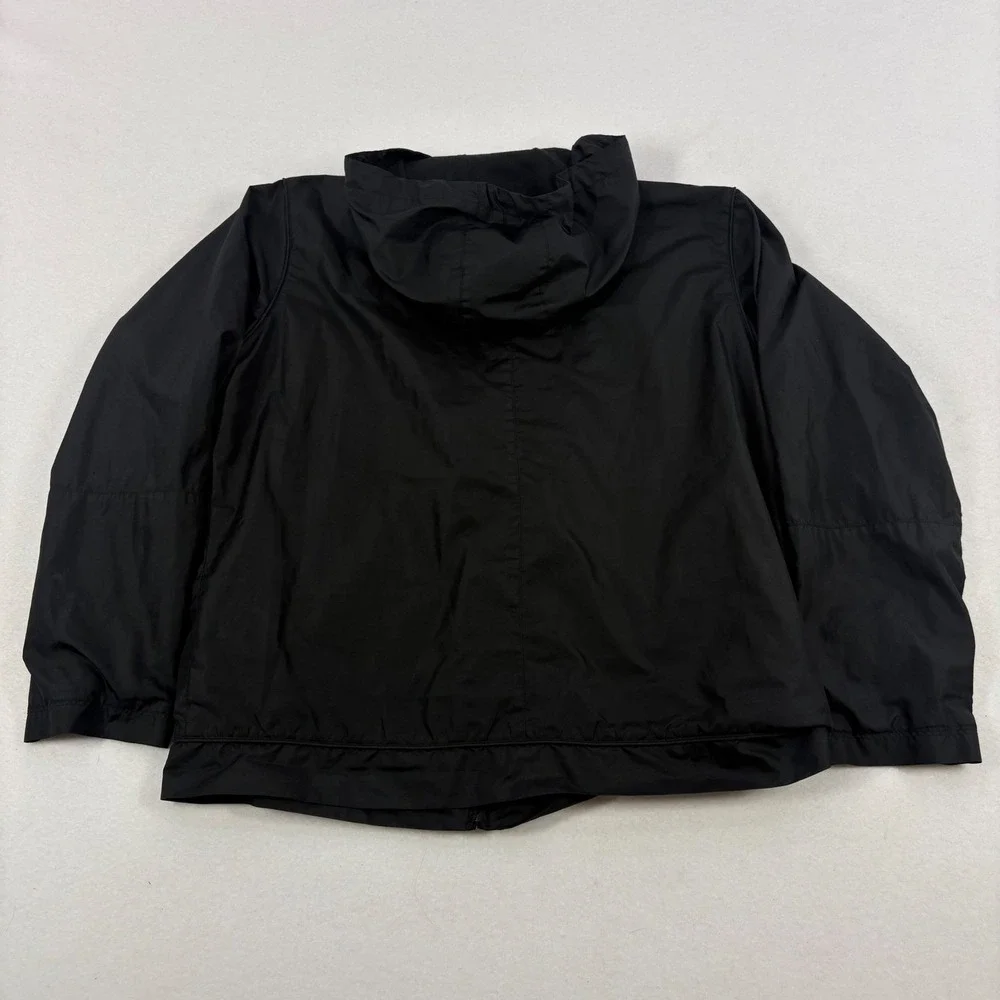 VTG Y2K 90s‎ Nike Mens M Full Zip Hooded Windbreaker Jacket Black Swoosh Street